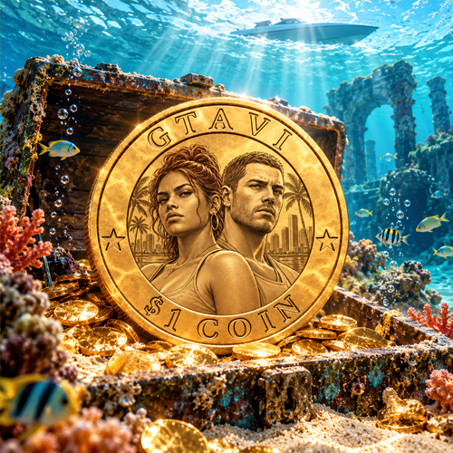GTAVI $1 Coin golden coin in an underwater treasure chest